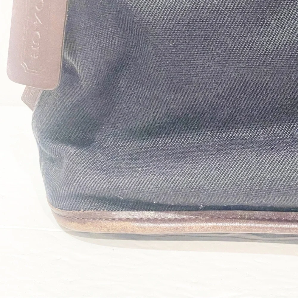 VINTAGE COACH E9D-6136 BLACK CANVAS / BROWN LEATHER TRIM PURSE HANDBAG‎